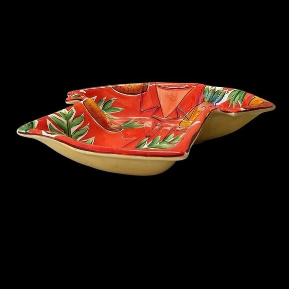 90s Clay Art Ceramic Hawaiian Shirt Bowl 7 x 9 in Nut Dish or Replacement Orange - Picture 2 of 5